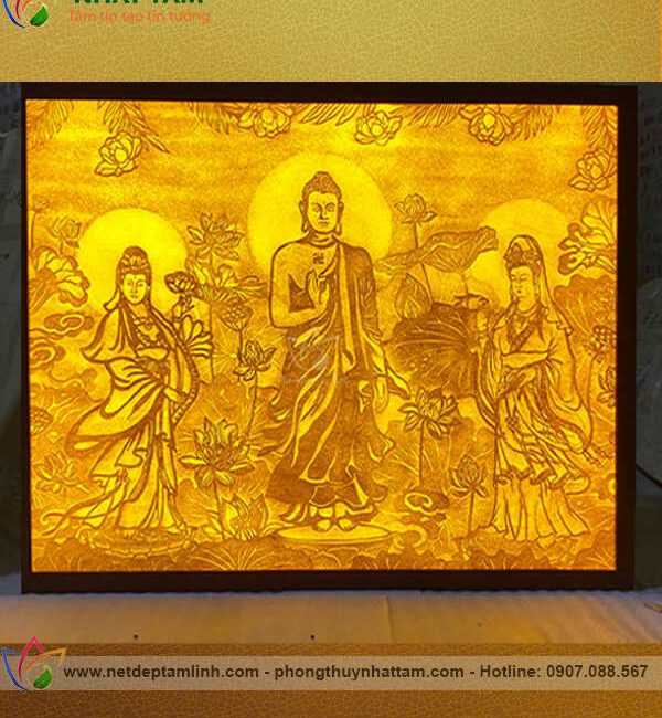 Tranh trúc chỉ tam thế phật mẫu TTC013
