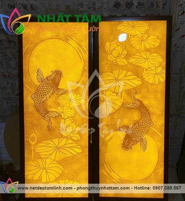 Bộ tranh trúc chỉ hoa sen cá chép TTC003