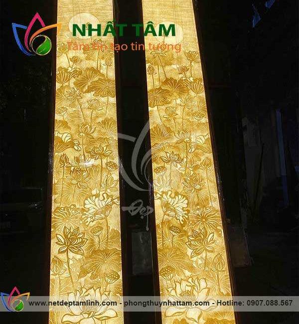 Tranh trúc chỉ hoa sen khung dài mẫu TTC016