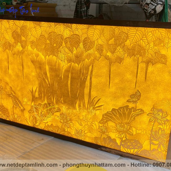 Mẫu 2: Tranh trúc chỉ bồ đề hình chữ nhật