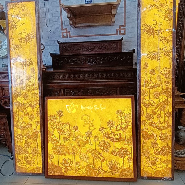 Mẫu 2: Tranh trúc chỉ hoa sen mẫu TTC2115